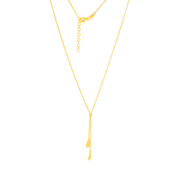Sterling Silver Gold Plated Polished Double Tear Drop Pendant Chain