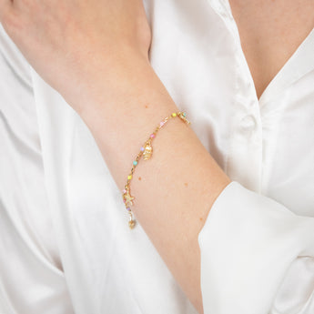 Sterling Silver Gold Plated Multicolour Charm Bracelet