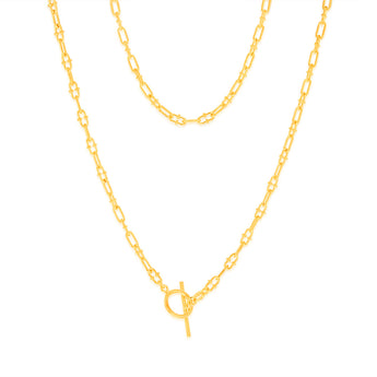 Sterling Silver Gold Plated Fancy Link T Bar Clasp 45cm Chain