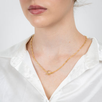 Sterling Silver Gold Plated Fancy Link T Bar Clasp 45cm Chain