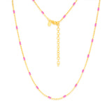 Sterling Silver Gold Plated Pink Enamel Bead 45cm Chain