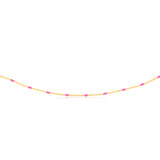 Sterling Silver Gold Plated Pink Enamel Bead 45cm Chain