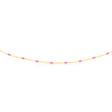 Sterling Silver Gold Plated Pink Enamel Bead 45cm Chain