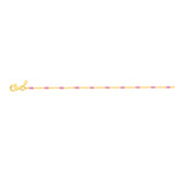 Sterling Silver Gold Plated Pink Enamel Beads 19cm Bracelet