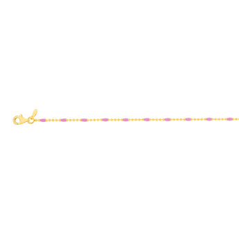 Sterling Silver Gold Plated Pink Enamel Beads 19cm Bracelet