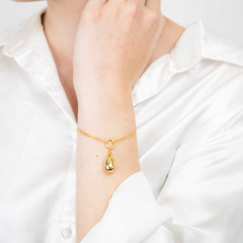 Sterling Silver Gold Plated Polished Tear Drop 20cm Bracelet