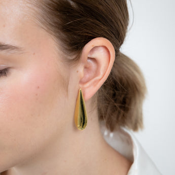 Sterling Silver Gold Plated Polished Large Tear Drop Stud Earrings