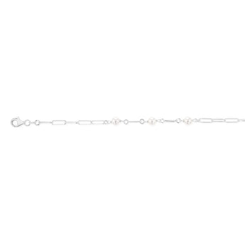 Sterling Silver Fresh Water Pearl Paperclip 19cm Bracelet