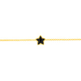 Sterling Silver Gold Plated Black Enamel Star 17+3cm Bracelet