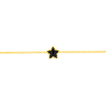 Sterling Silver Gold Plated Black Enamel Star 17+3cm Bracelet