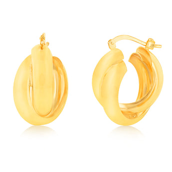 Sterling Silver Gold Plated Twisted Twin Hoop Earrings