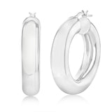 Sterling Silver Polished Tube 20mm Hoop Earrings