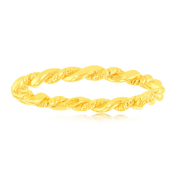 Sterling Silver Gold Plated Plain Twisted Ring