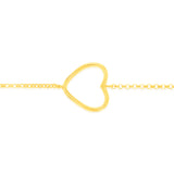 Sterling Silver Gold Plated Open Heart 19cm Bracelet