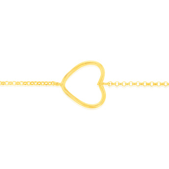 Sterling Silver Gold Plated Open Heart 19cm Bracelet