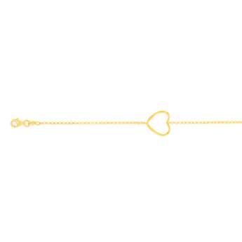 Sterling Silver Gold Plated Open Heart 19cm Bracelet
