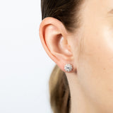 Sterling Silver White Cubic Zirconia Flower Pendant And Stud Earrings Set