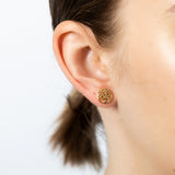 Sterling Silver Yellow Gold Plated Tree Of Life Stud Earrings