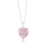 Sterling Silver Pink Heart Cubic Zirconia Pendant