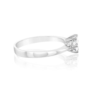 Sterling Silver White Cubic Zirconia 6 Claw Ring