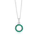 Sterling Silver Green Cubic Zirconia Circle Of Life Pendant