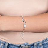 Sterling Silver Cross And Medallion Charm Plain Beads 19cm Bracelet