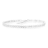 Sterling Silver Rhodium Plated White Princess Cut Zirconia 16.5+3cm Tennis Bracelet