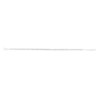 Sterling Silver Rhodium Plated White Princess Cut Zirconia 16.5+3cm Tennis Bracelet