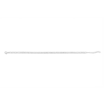 Sterling Silver Rhodium Plated White Baguette Zirconia 16.5+3cm Tennis Bracelet