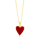 Sterling Silver Gold Plated Red Enamel Heart Pendant