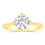 Sterling Silver Gold Plated Brilliant Cut White Zirconia Ring