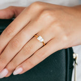 Sterling Silver Gold Plated Rectangle White Zirconia Ring