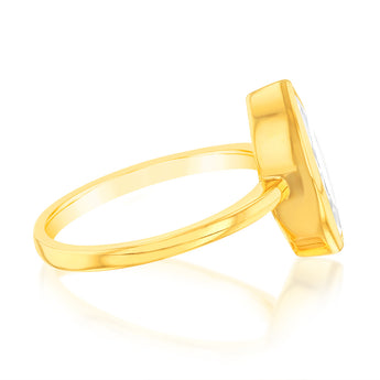 Sterling Silver Gold Plated Marquise Shaped White Zirconia Ring