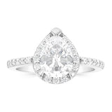 Sterling Silver Rhodium Plated Pear Shaped White Zirconia Ring