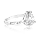 Sterling Silver Rhodium Plated Pear Shaped White Zirconia Ring
