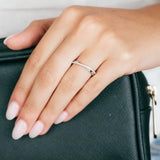 Sterling Silver Rhodium Plated White Zirconia Crossover Ring