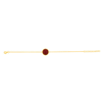 Sterling Silver Gold Plated Synthetic Red Coral Charm 16+3cm Bracelet