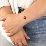 Sterling Silver Gold Plated Synthetic Red Coral Charm 16+3cm Bracelet