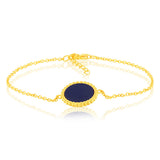 Sterling Silver Gold Plated Synthetic Lapis Charm 16+3cm Bracelet