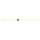 Sterling Silver Gold Plated Red Enamel Heart Charm 16+3cm Bracelet