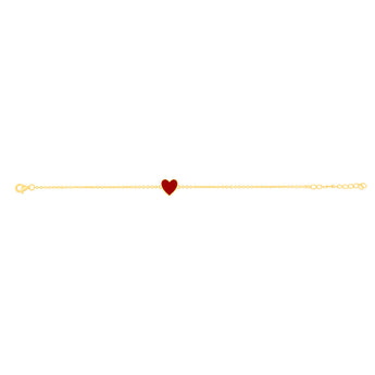 Sterling Silver Gold Plated Red Enamel Heart Charm 16+3cm Bracelet