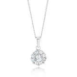 Sterling Silver Rhodium Plated Round White Cubic Zirconia Pendant