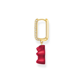 Thomas Sabo Gold Plated Sterling Silver Haribo Cubic Zirconia Red Bear Hoop Single Earring Only