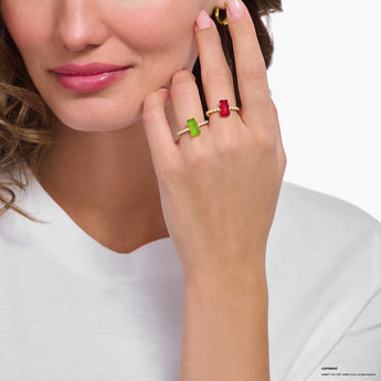 Thomas Sabo Gold Plated Sterling Silver Haribo Cubic Zirconia Strawberry Red Bear Ring