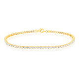 Sterling Silver Gold Plated Cubic Zirconia 2.5mm Tennis 19cm Bracelet