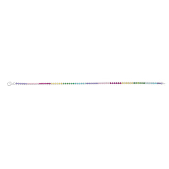 Sterling Silver Multicoloured Cubic Zirconia 2.5mm Tennis 19cm Bracelet