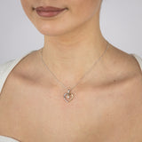 Sterling Silver Two Tone Cubic Zirconia Fancy Open Heart Pendant