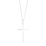 Sterling Silver Rhodium Plated Plain 45mm Cross Pendant