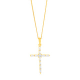 Sterling Silver Gold Plated Cubic Zirconia Cross Pendant