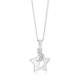 Sterling Silver Rhodium Plated Cubic Zirconia Moon And Star Pendant